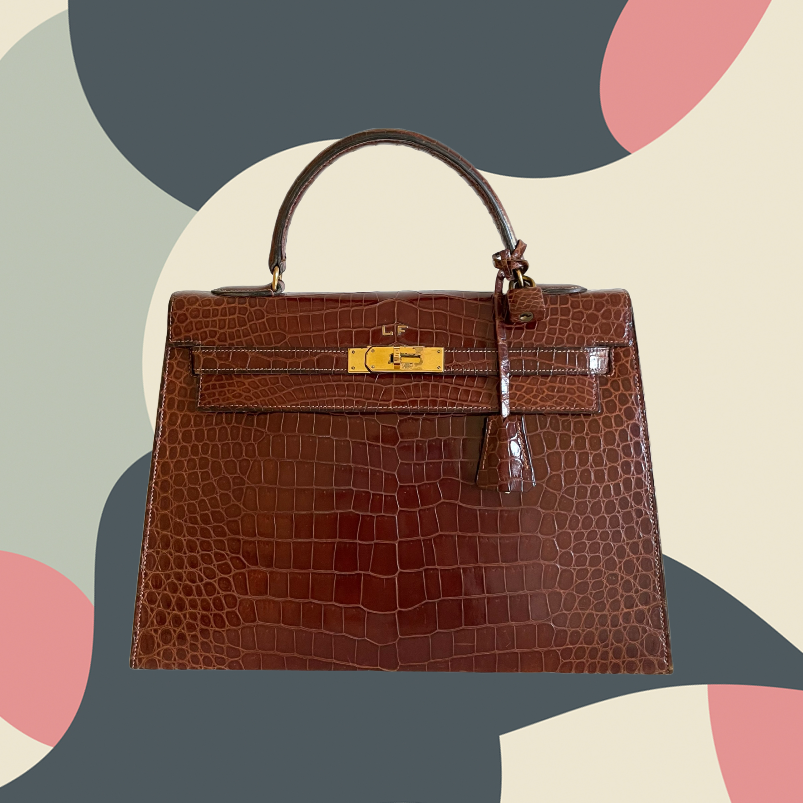 Kelly 32 Sellier in Porosus Croc (1960s)
