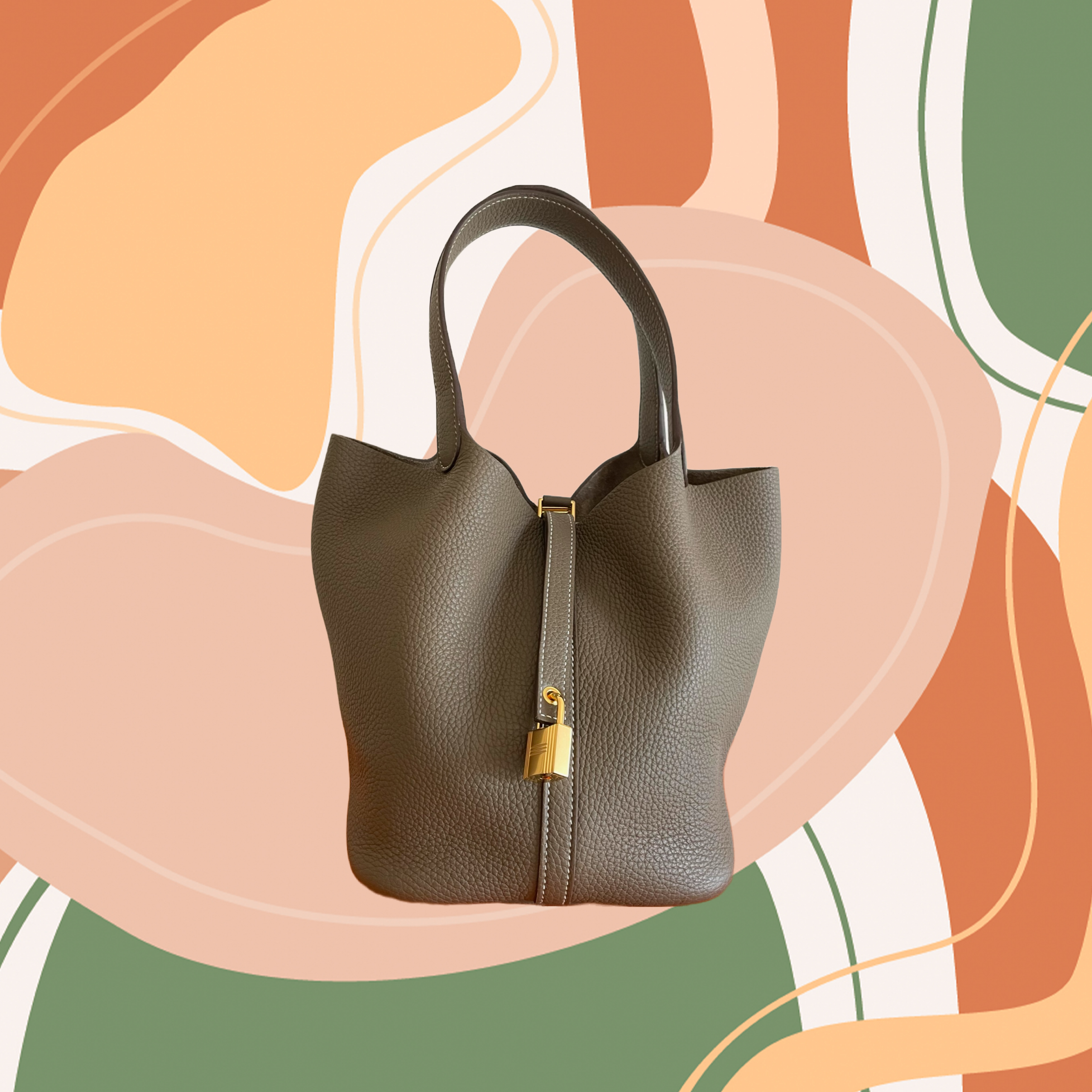 Picotin 22 in Taurillon Clemence Etoupe and Gold